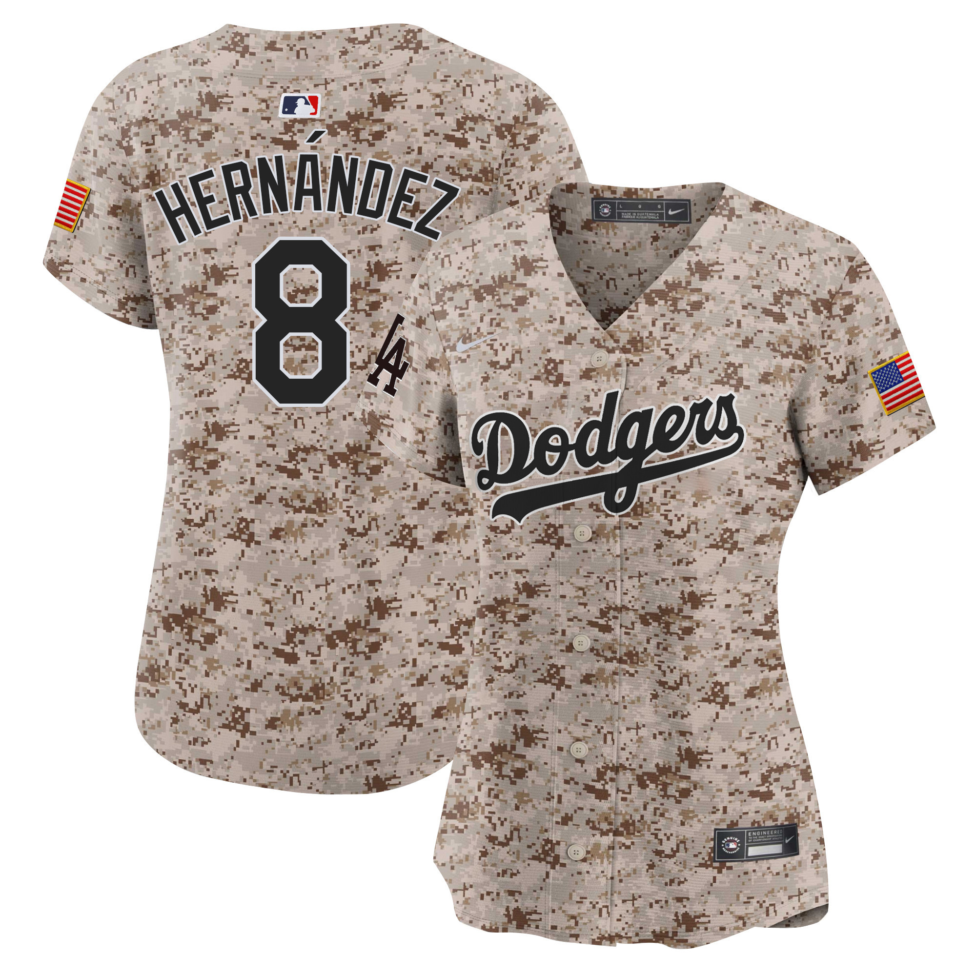 Kike Hernandez Women's Los Angeles Dodgers USMC Alternate Vapor Premier Limited Desert Jersey - All Stitched