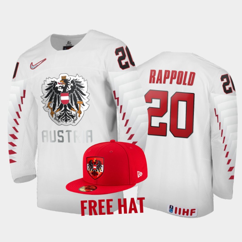 Kilian Rappold Austria White Free Hat Jersey 2022 IIHF World Junior Championship