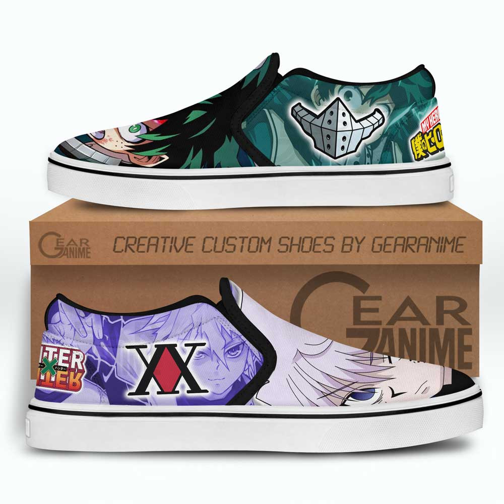 Killua and Deku Slip-On Shoes Canvas Custom Anime Shoes