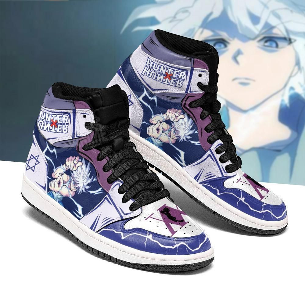 Killua Hunter X Hunter Anime 1 High Top Air Jordan Sneaker, Air Jordan Hightop