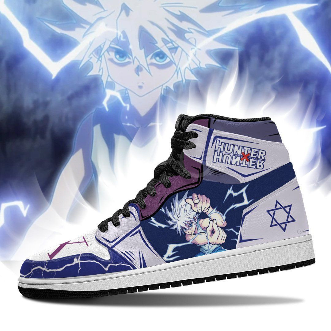 Killua Hunter X Hunter Anime 1 High Top Air Jordan Sneaker, Air Jordan Hightop