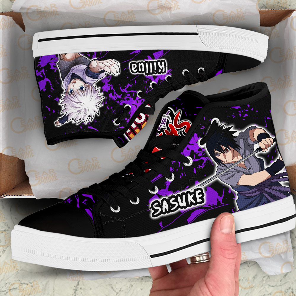 Killua Zoldyck and Sasuke Uchiha High Top Shoes Anime Sneakers