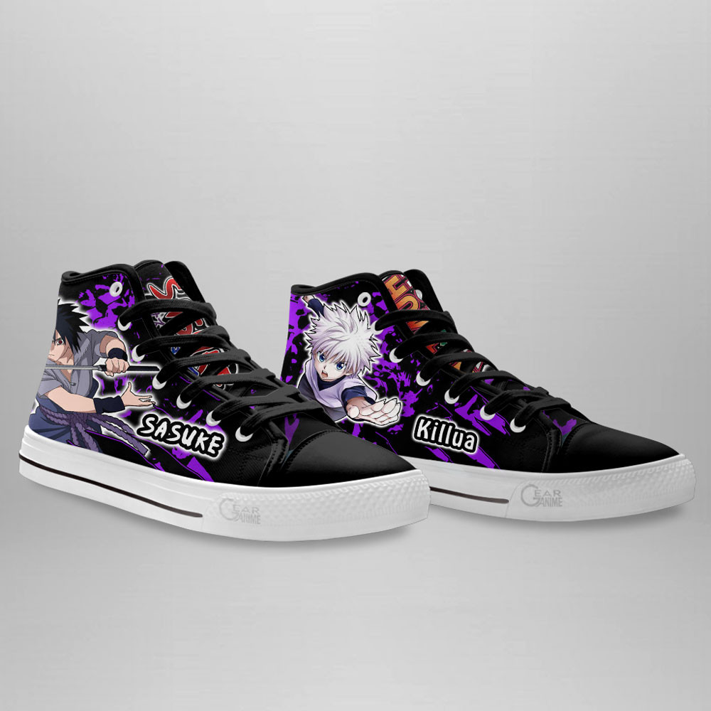 Killua Zoldyck and Sasuke Uchiha High Top Shoes Anime Sneakers