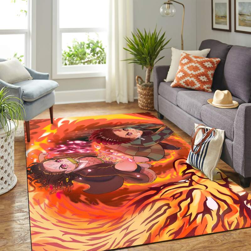 Kimetsu.no.yaiba Fire Carpet Floor Area Rectangle Rug
