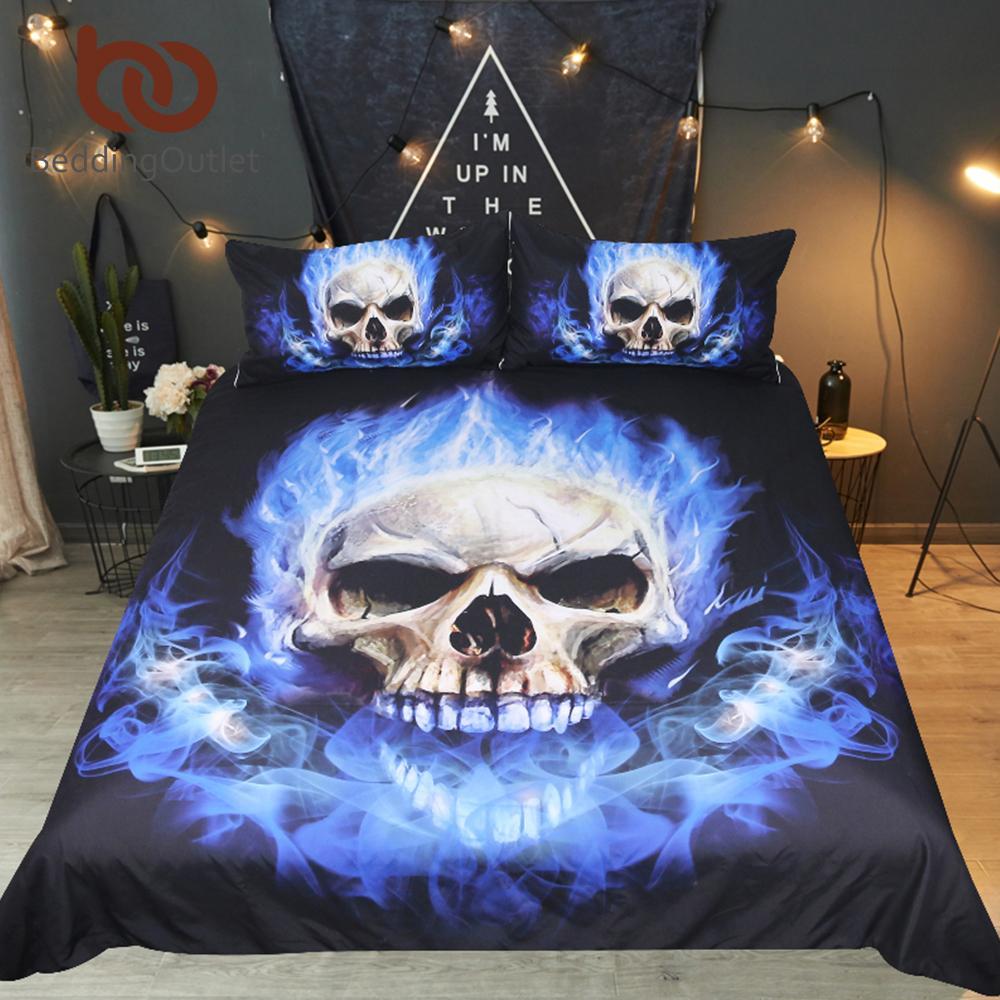 King 3D Outlet Flamekull Cover 3D Customized Duvet Cover Bedding Set