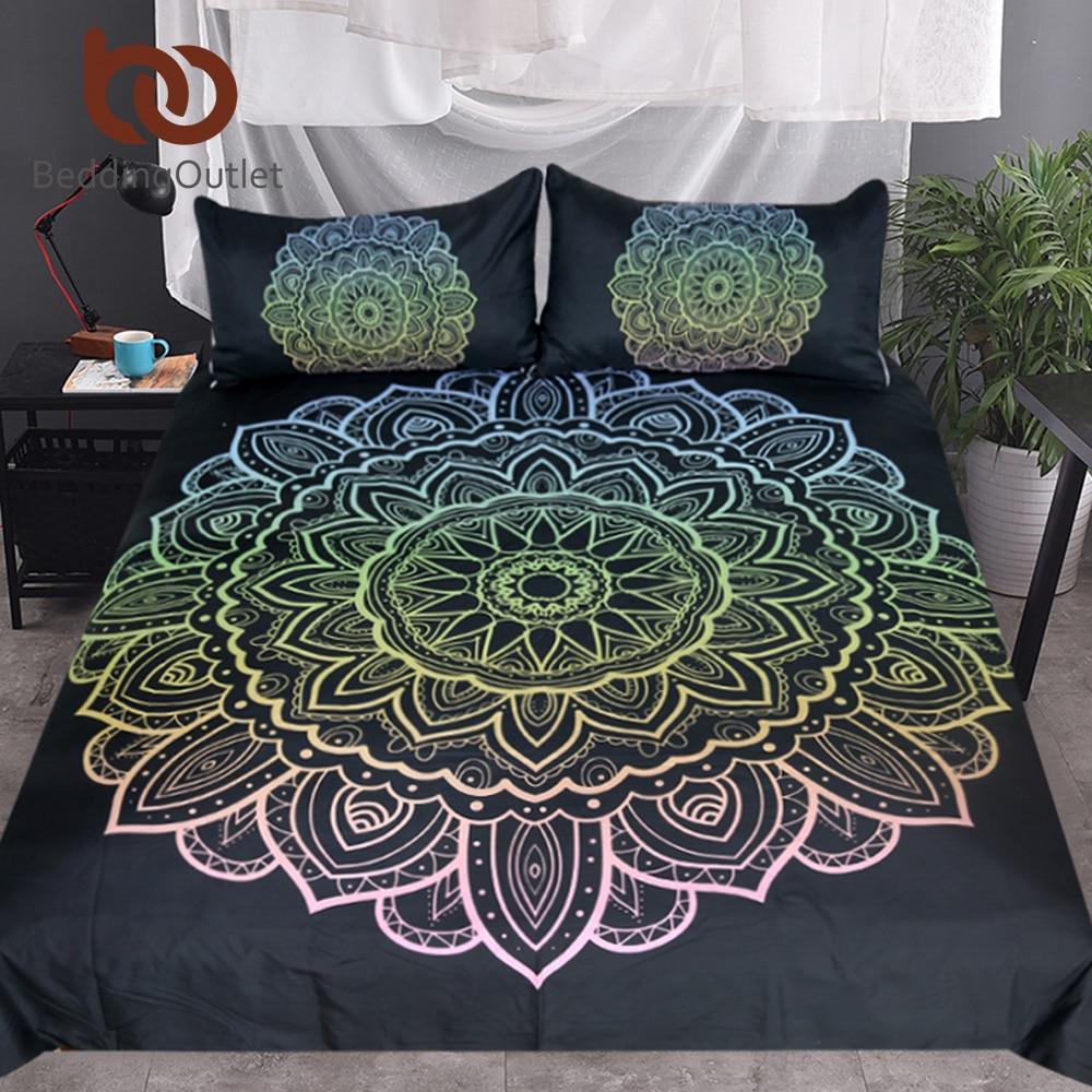 King Bohemian With Lotus 3-Piece Duvet Cover Bedding Set