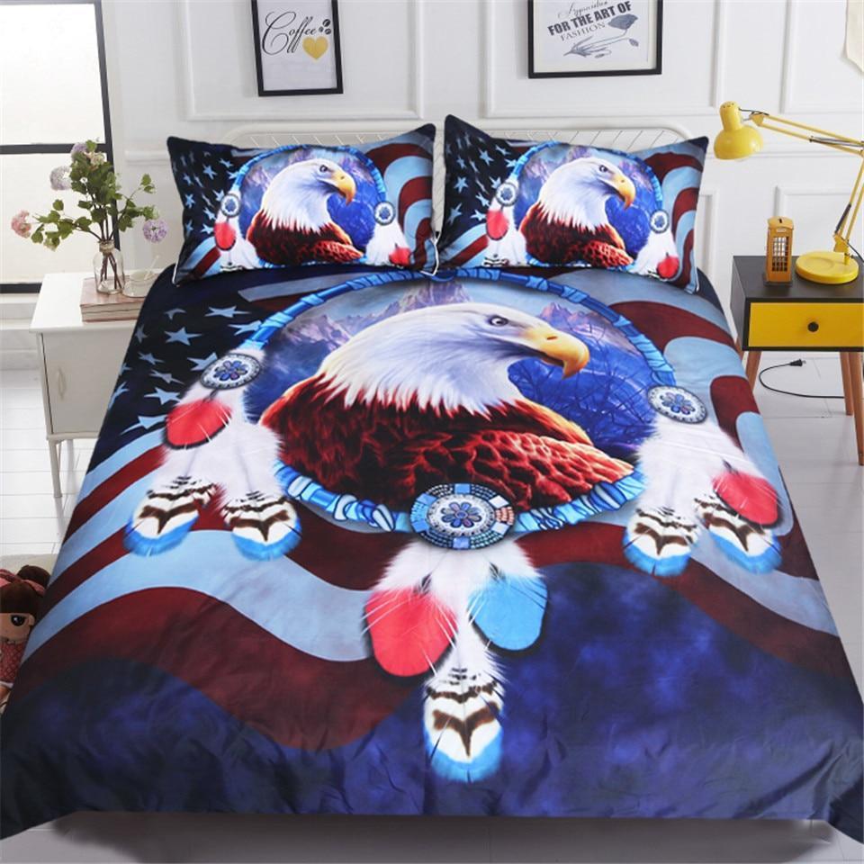 King Eagle American Flag Art Hop 3D Customized Duvet Cover Bedding Set