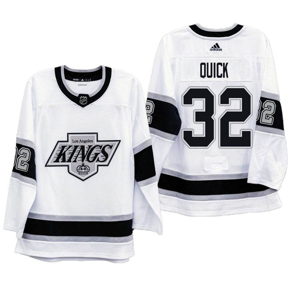 Kings #32 Jonathan Quick 90s Era Heritage White Jersey