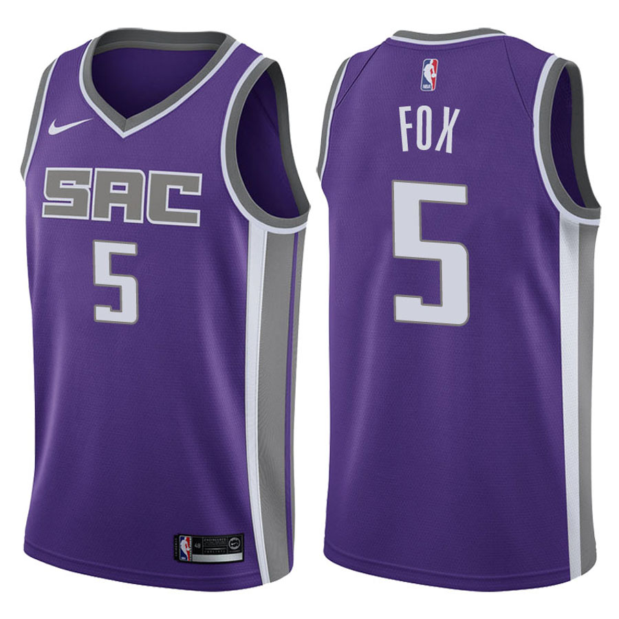 Kings Male De'Aaron Fox #5 2017-18 Icon Purple Jersey