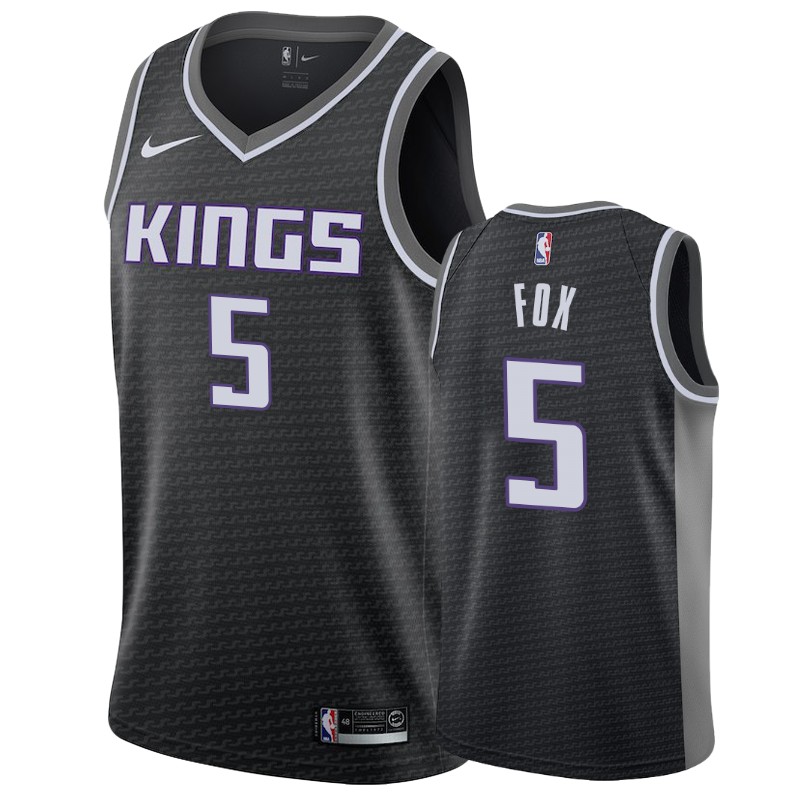 Kings Male De'Aaron Fox #5 2018-2019 Statement Black Jersey