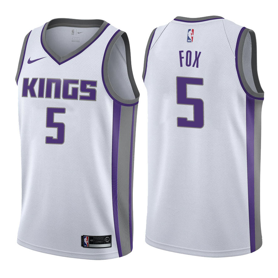 Kings Male De'Aaron Fox #5 Association White Jersey