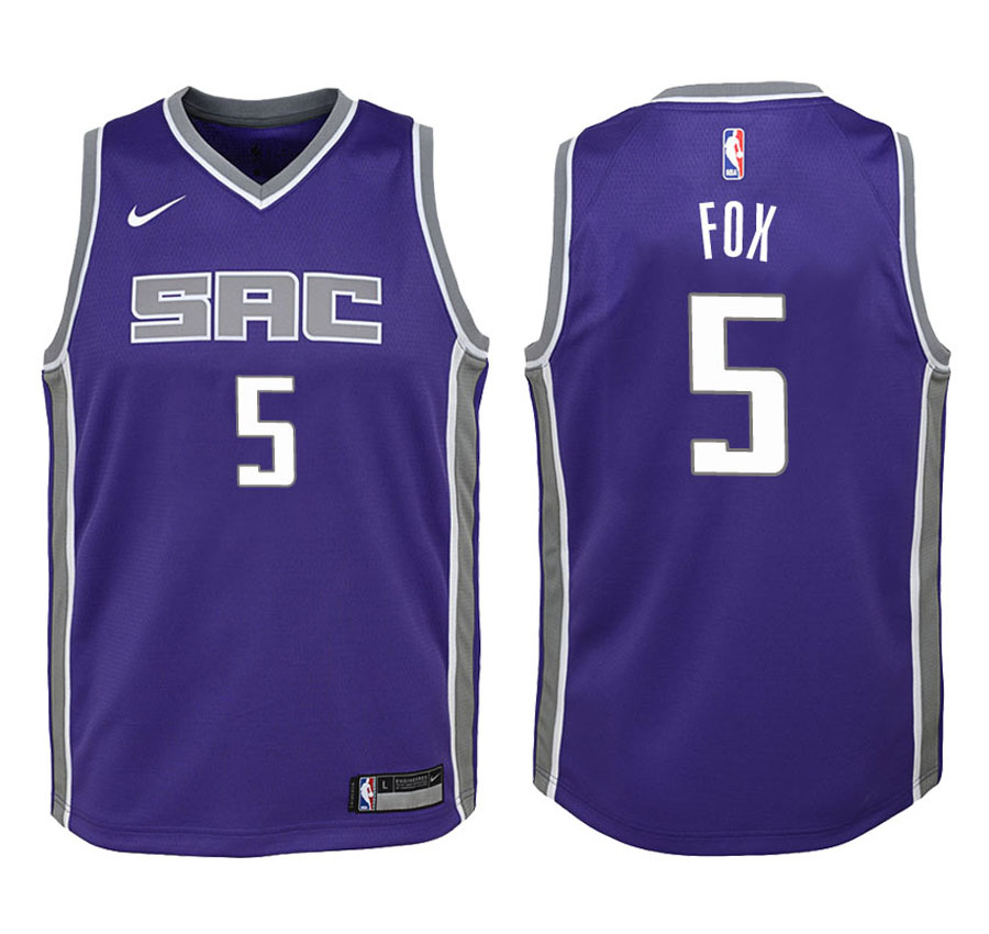 Kings Youth De'Aaron Fox #5 2017-18 Icon Purple Jersey