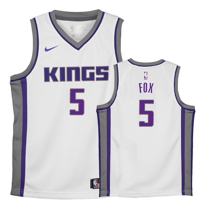 Kings Youth De'Aaron Fox #5 Association White Jersey