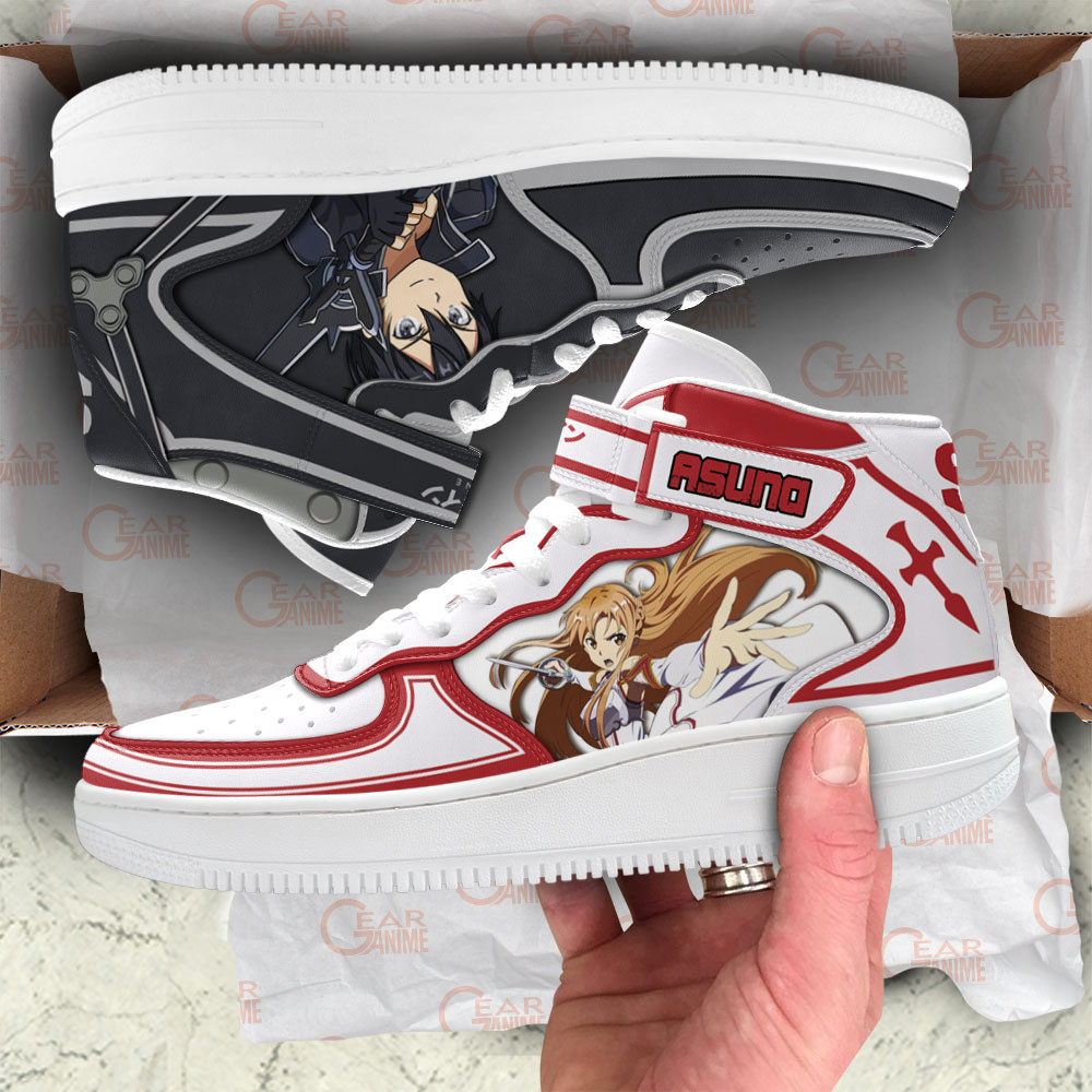 Kirito and Asuna Sneakers Air Mid Custom Sword Art Online Anime Shoes