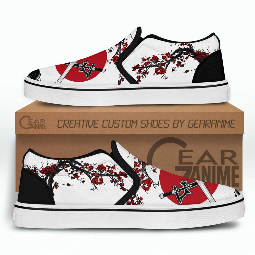 Kirito and Asuna Swords Slip-On Shoes Canvas Custom Anime SAO Shoes Japan Style