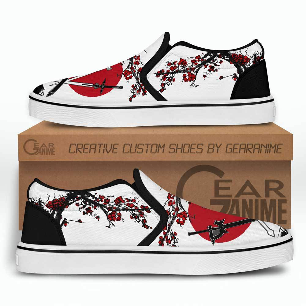 Kirito and Asuna Swords Slip-On Shoes Canvas Custom Anime Sword Art Online Shoes Japan Style