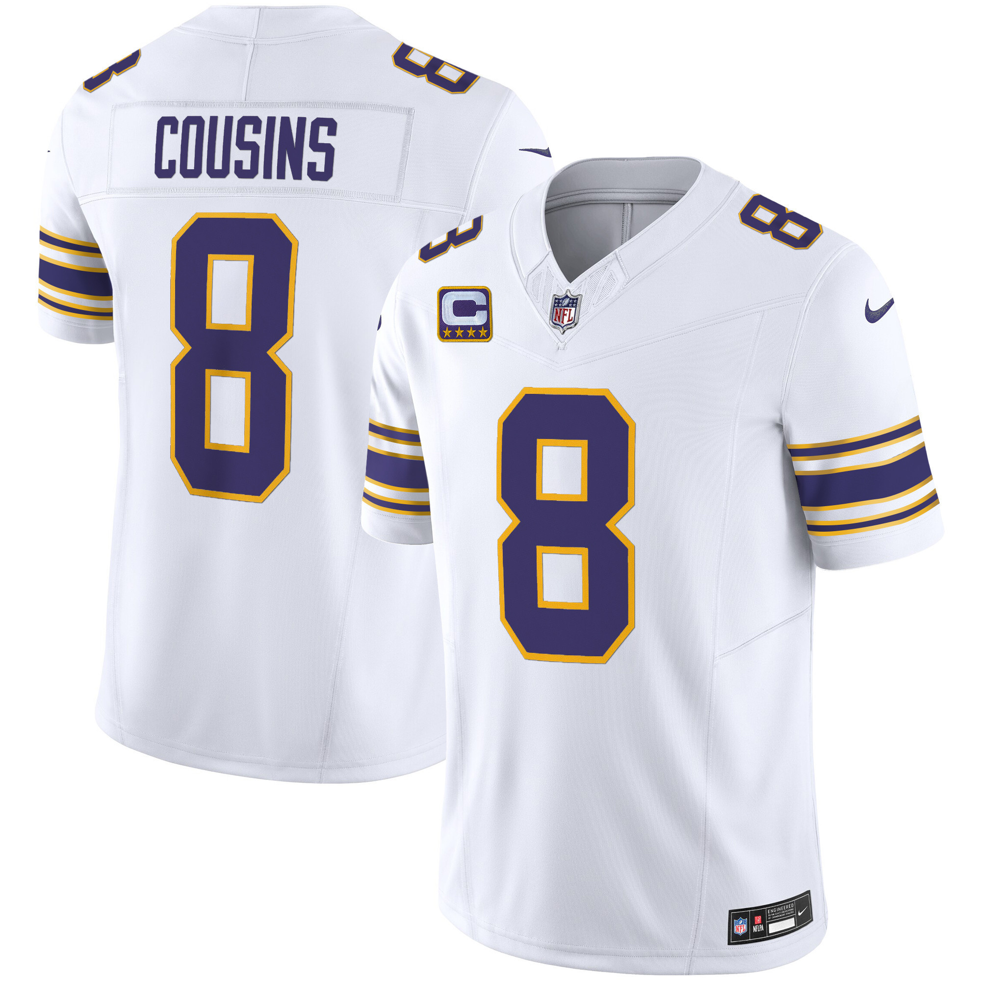Kirk Cousins Men's Minnesota Vikings Classic Limited White Jersey - All Stitched