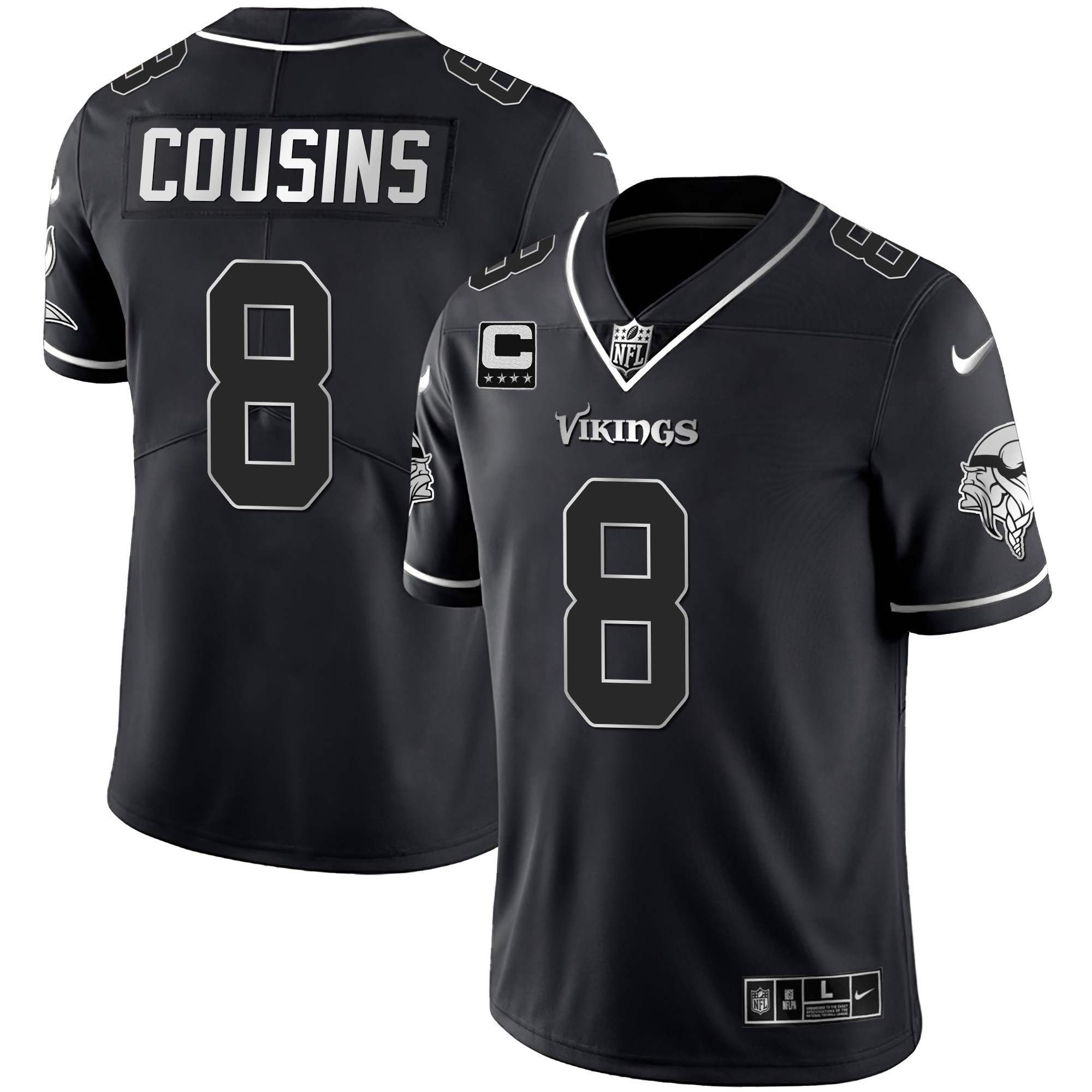 Kirk Cousins Men's Minnesota Vikings Gold & Purple Black Silver Jersey - All Stitched