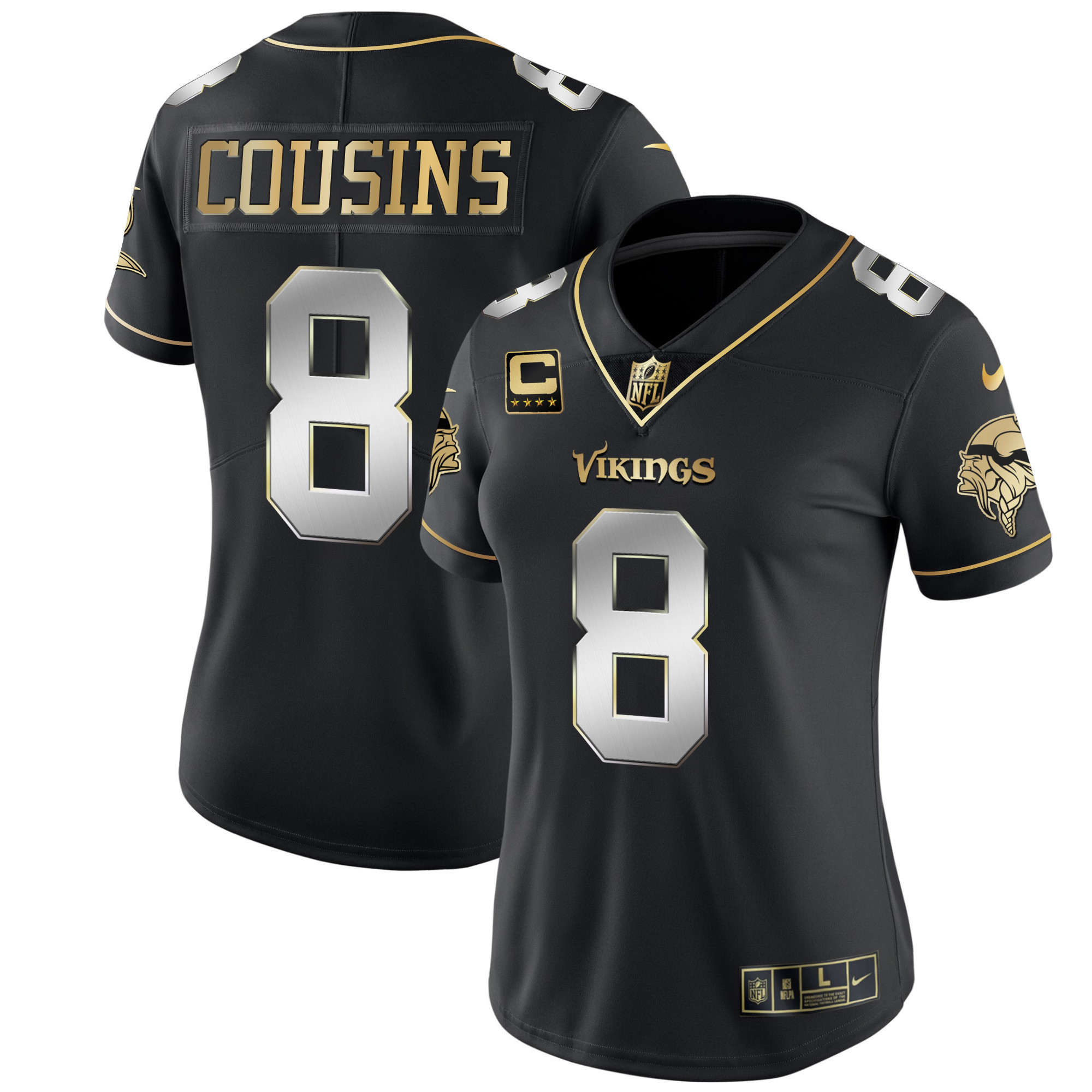 Kirk Cousins Women's Minnesota Vikings White Gold & Black Gold Jersey - All Stitched