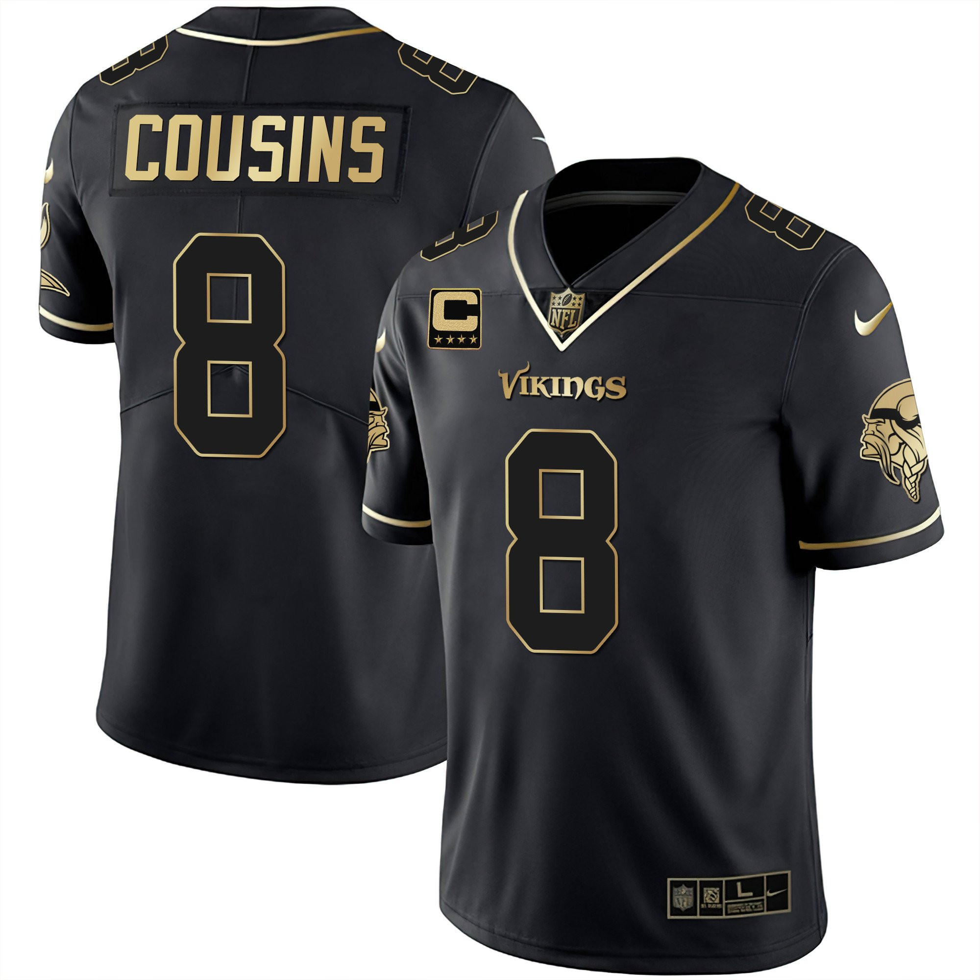 Kirk Cousins Youth's Minnesota Vikings White Gold & Black Gold Jersey - All Stitched