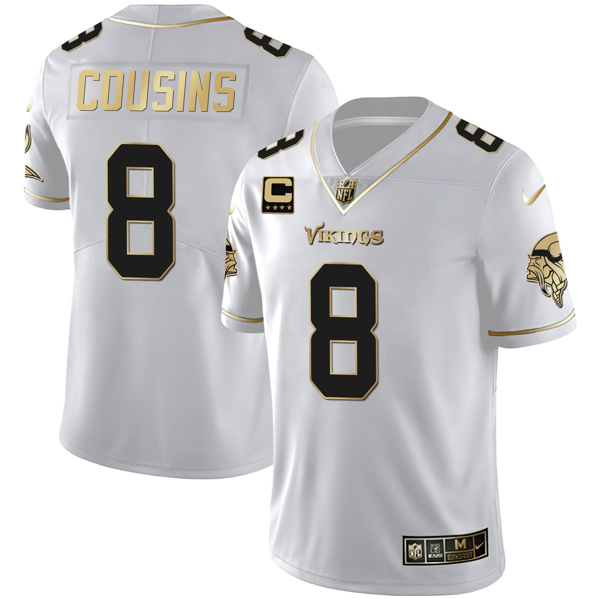 Kirk Cousins Youth's Minnesota Vikings White Gold & Black Gold Jersey - All Stitched