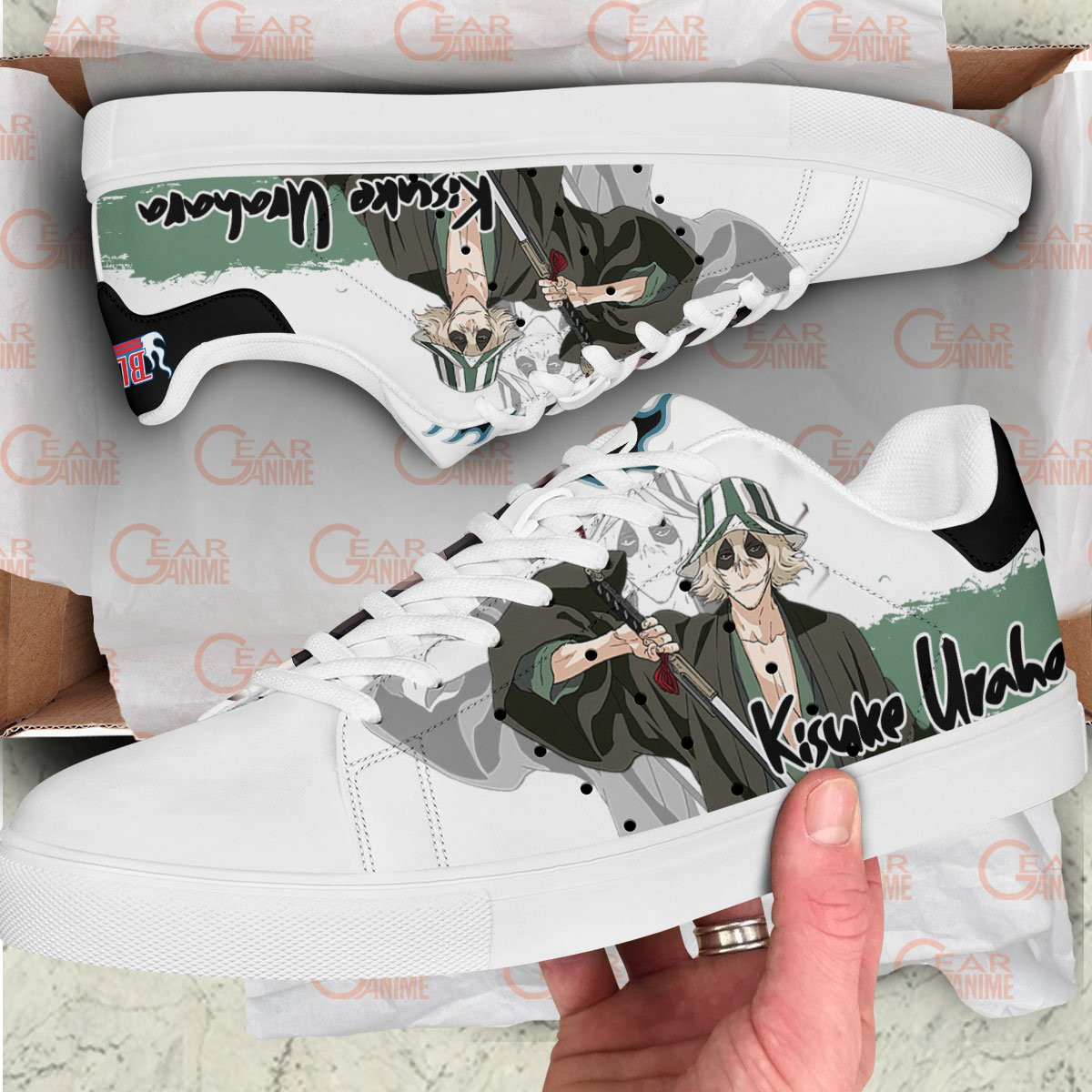 Kisuke Urahara Skate Sneakers Custom Anime Bleach Shoes