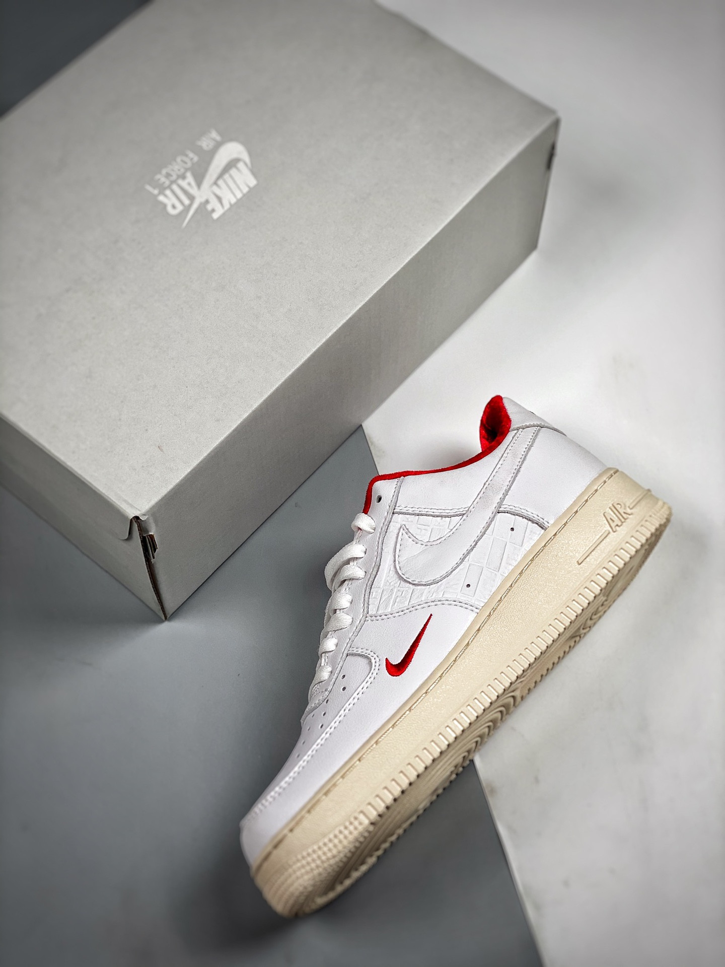 Kith x Nike Air Force 1 Low White/University Red-Metallic Gold For Sale
