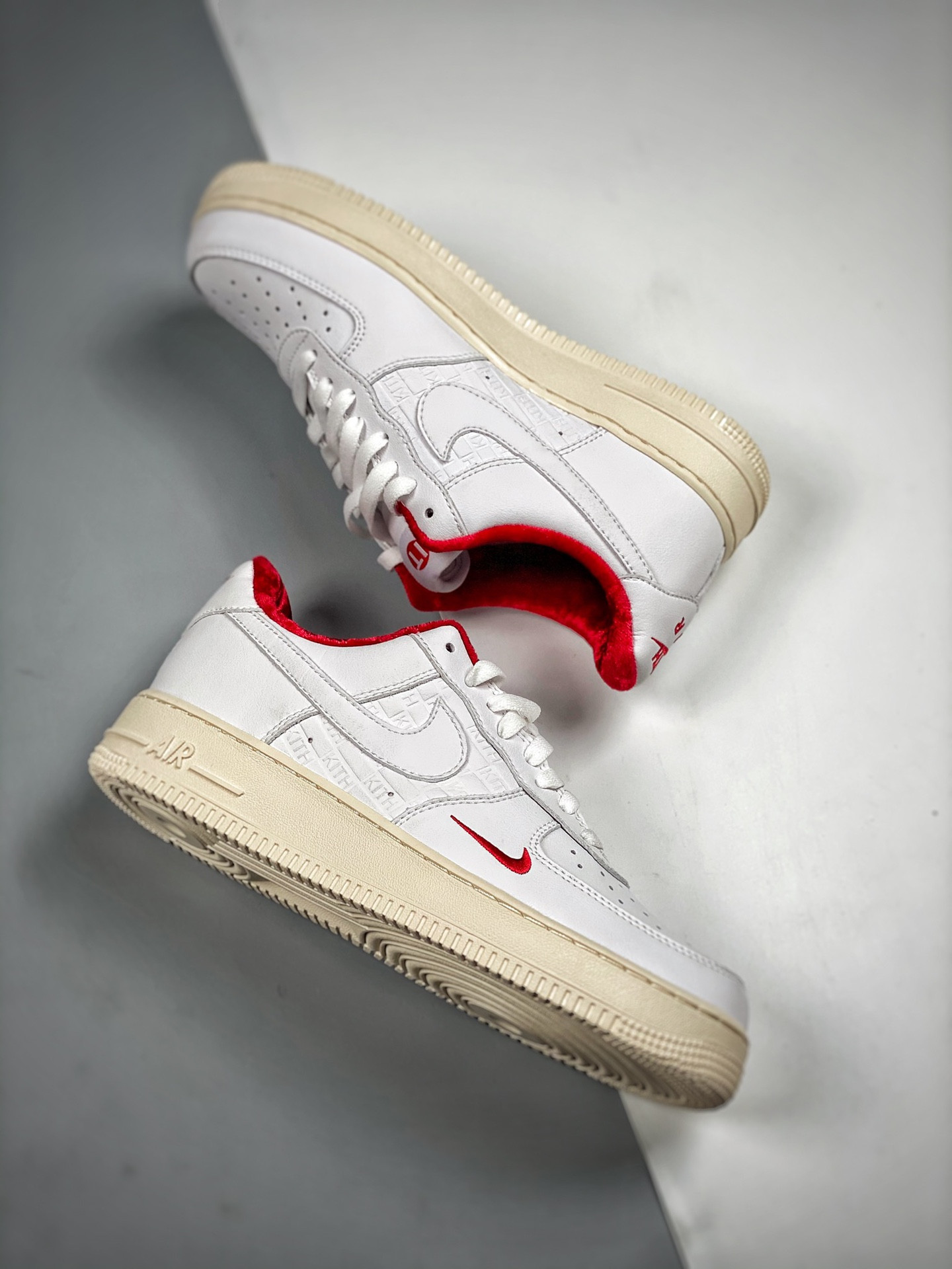 Kith x Nike Air Force 1 Low White/University Red-Metallic Gold For Sale