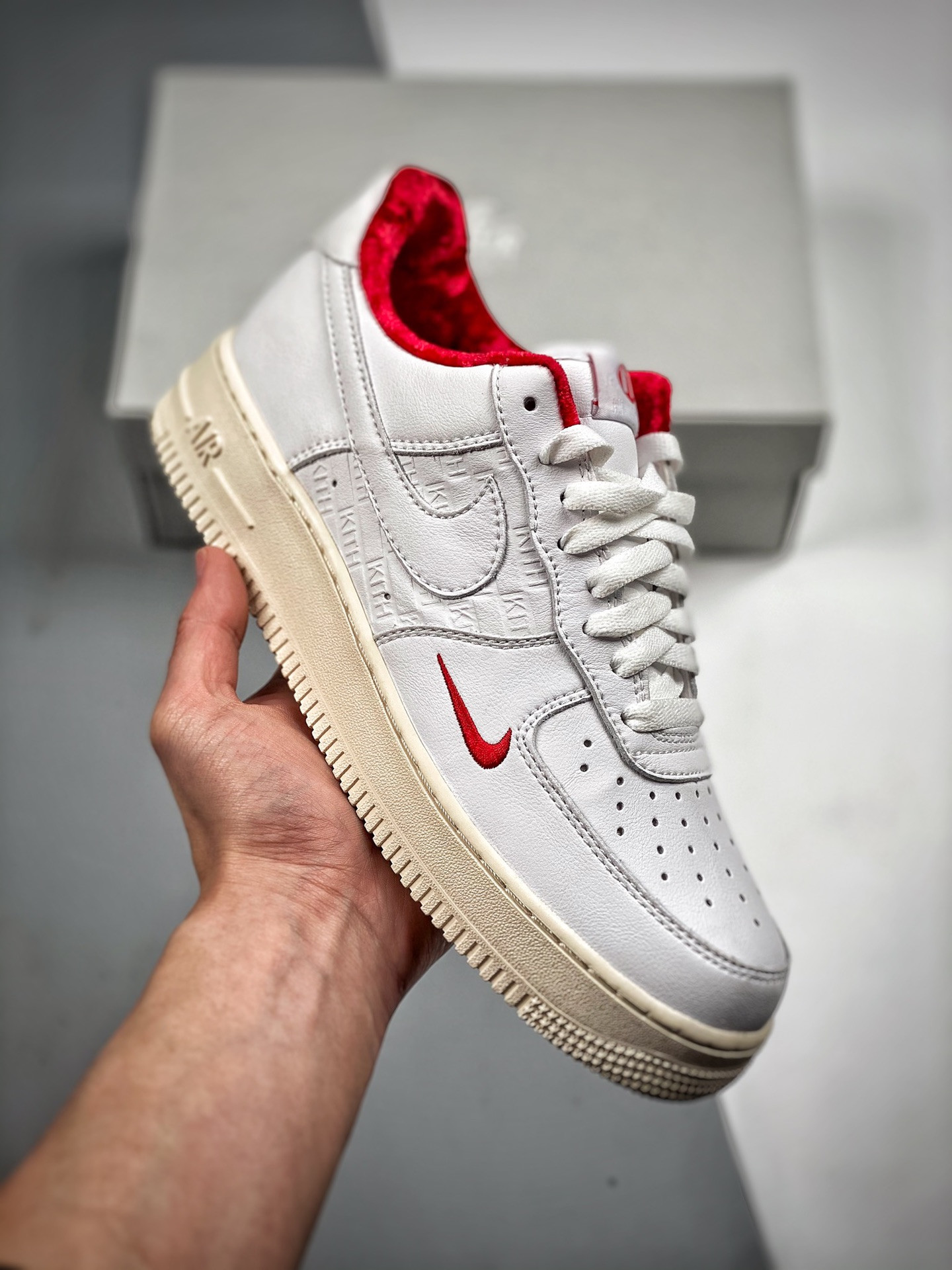 Kith x Nike Air Force 1 Low White/University Red-Metallic Gold For Sale