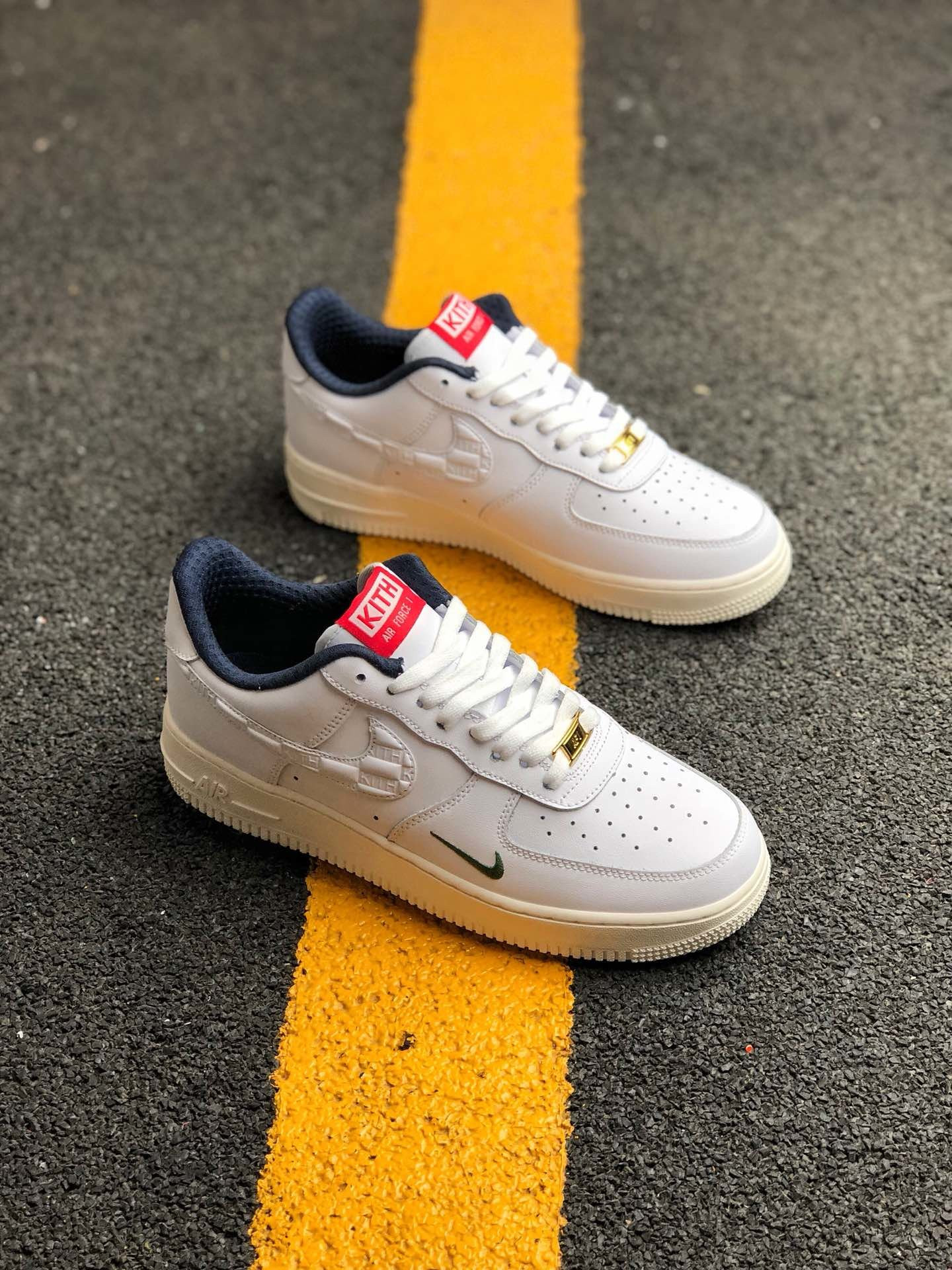 Kith x Nike Air Force 1 Low White/University Red-Metallic Gold For Sale