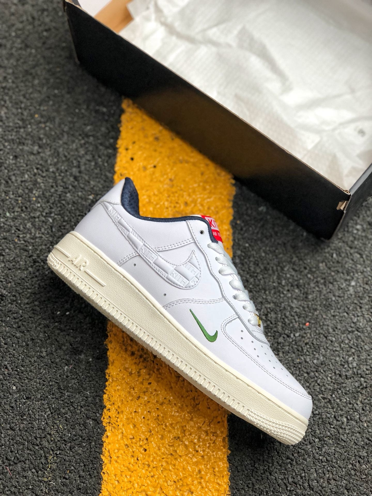 Kith x Nike Air Force 1 Low White/University Red-Metallic Gold For Sale
