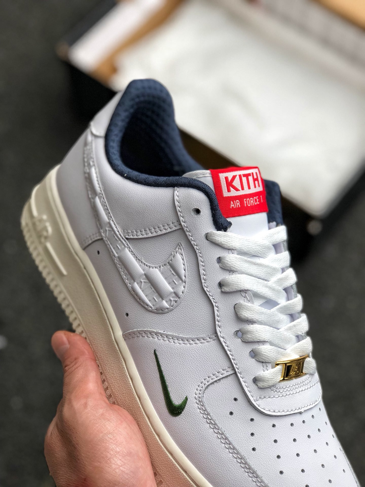 Kith x Nike Air Force 1 Low White/University Red-Metallic Gold For Sale