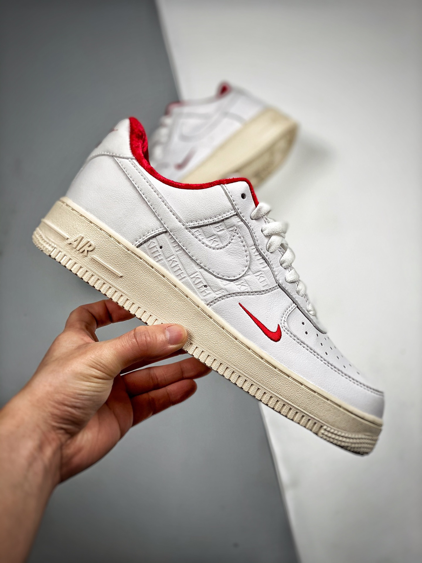 Kith x Nike Air Force 1 Low White/University Red-Metallic Gold For Sale