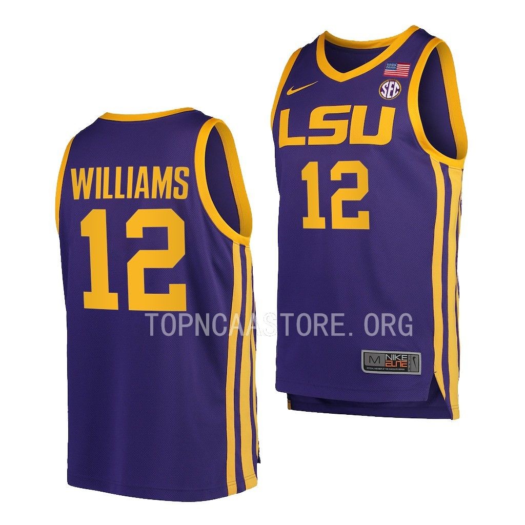KJ Williams LSU Tigers #12 Purple College Jersey 2022-23