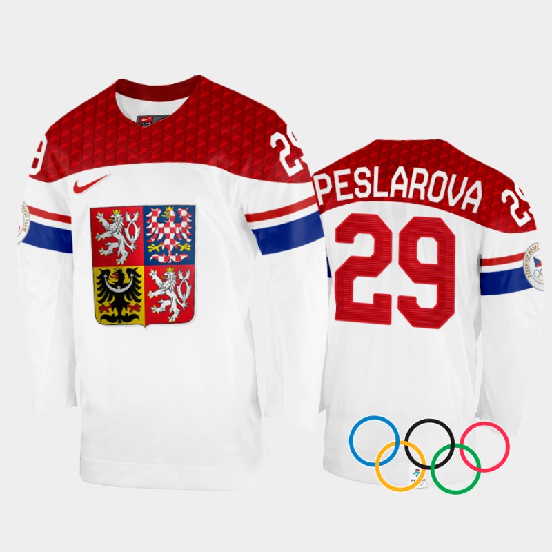 Klara Peslarova Czech Republic Women's White Home Jersey 2022 Winter Olympics