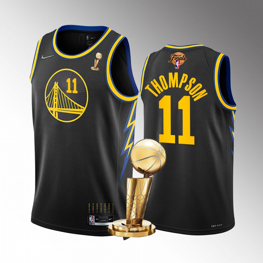 Klay Thompson 2022 NBA Finals Champions Golden State Warriors Black #11 Jersey City