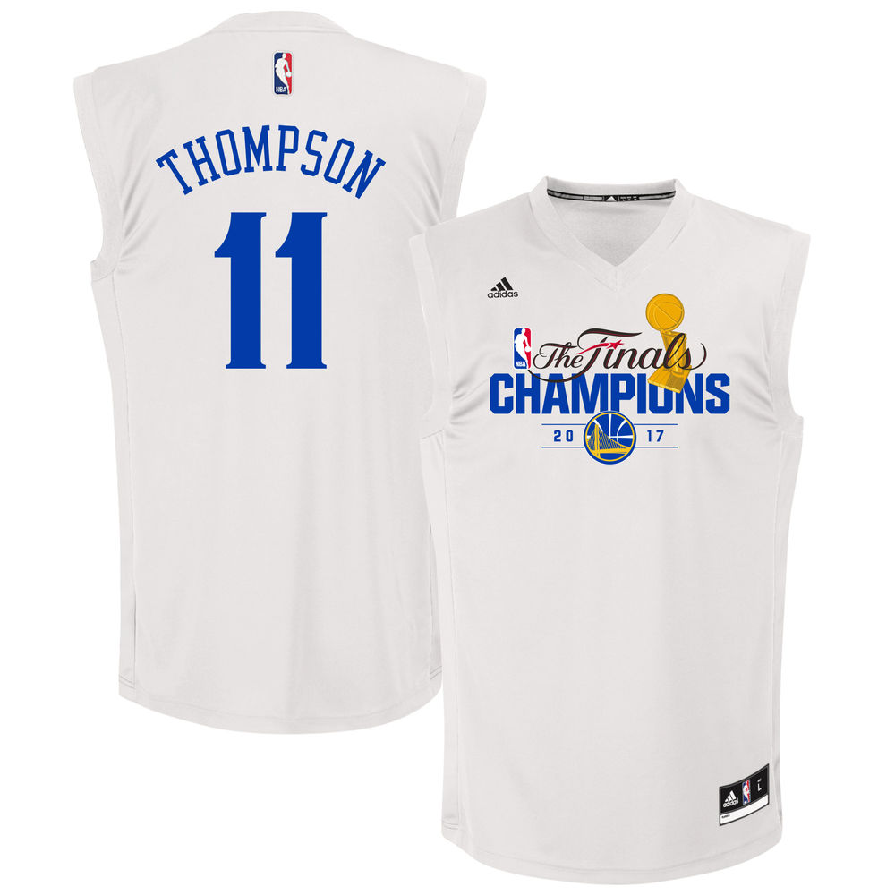 Klay Thompson Golden State Warriors #11 adidas White 2017 NBA Finals Champions Fashion White jersey
