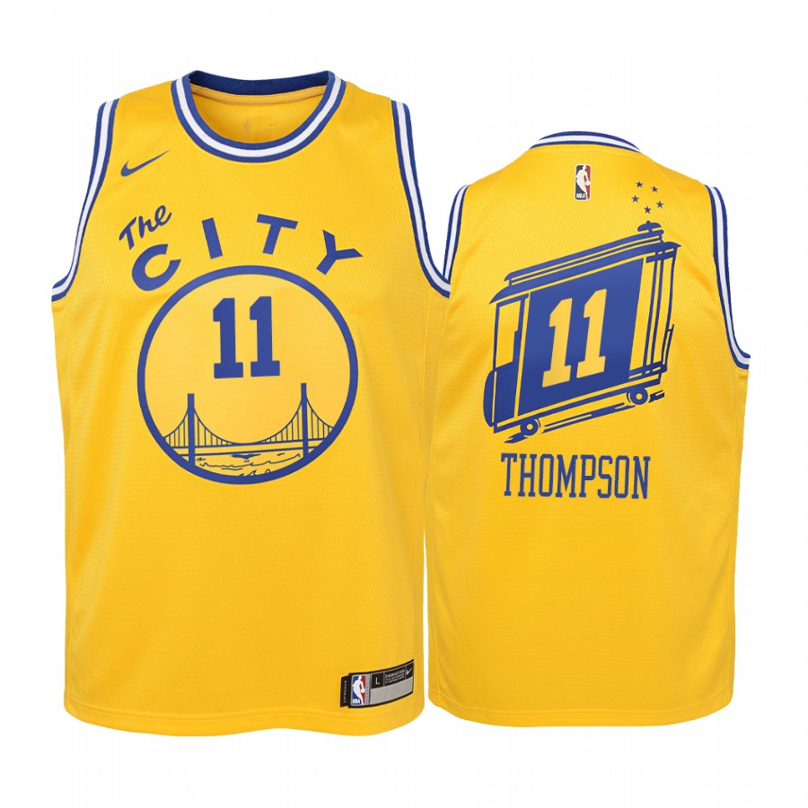 Klay Thompson Golden State Warriors 2019-20 Hardwood Classics Youth Jersey - Yellow