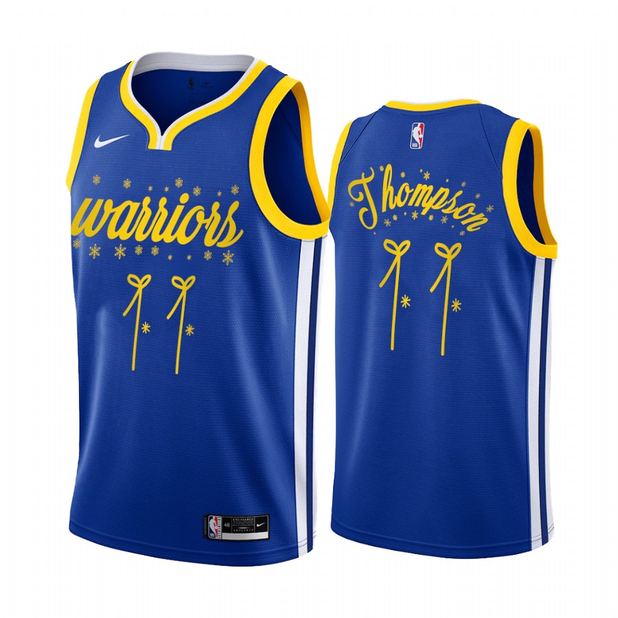 Klay Thompson Golden State Warriors 2020 Christmas Night Royal Jersey Festive Special Edition