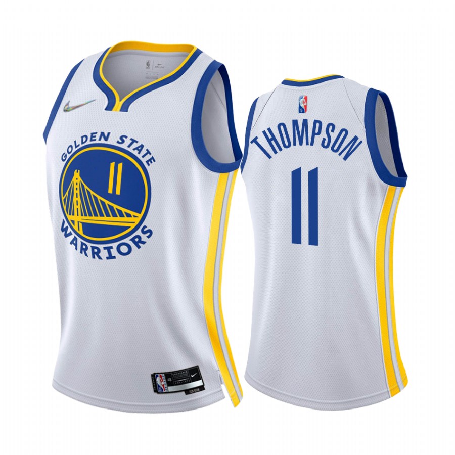 Klay Thompson Golden State Warriors White Association Edition 2022 Women Jersey 75th Diamond Badge