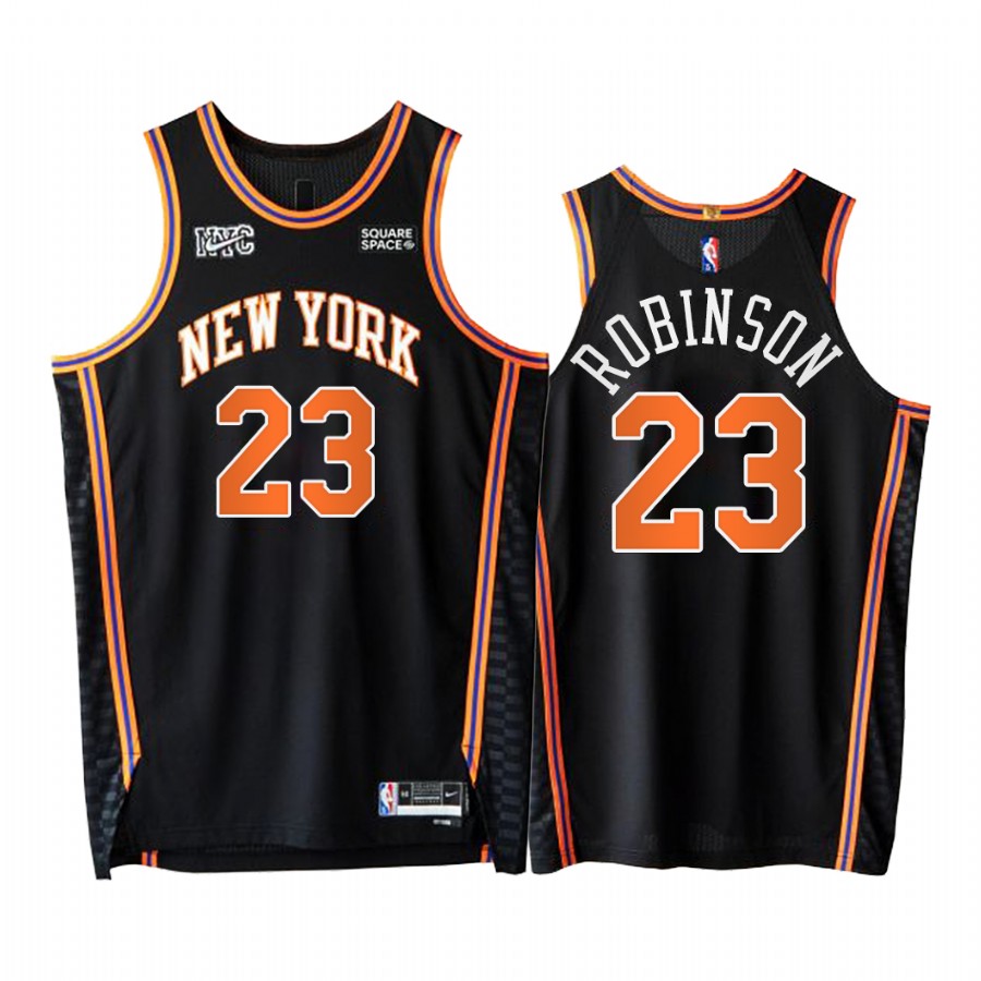 Knicks #23 Mitchell Robinson Black Jersey NBA 75th City Edition 2021-22