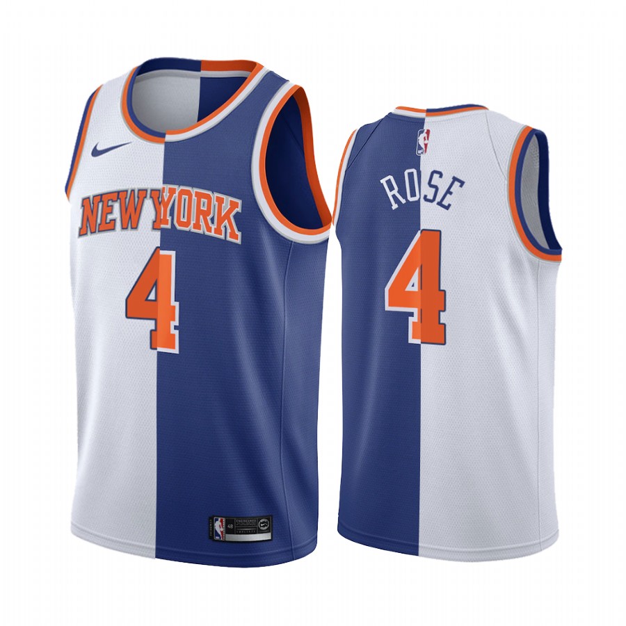 Knicks Derrick Rose 2021-22 Split Edition White Blue Jersey Big Scorer