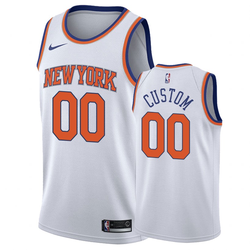 Knicks Male Custom #00 Association White Jersey