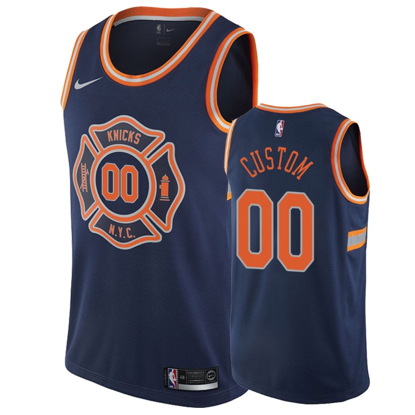 Knicks Male Custom #00 City Navy Jersey