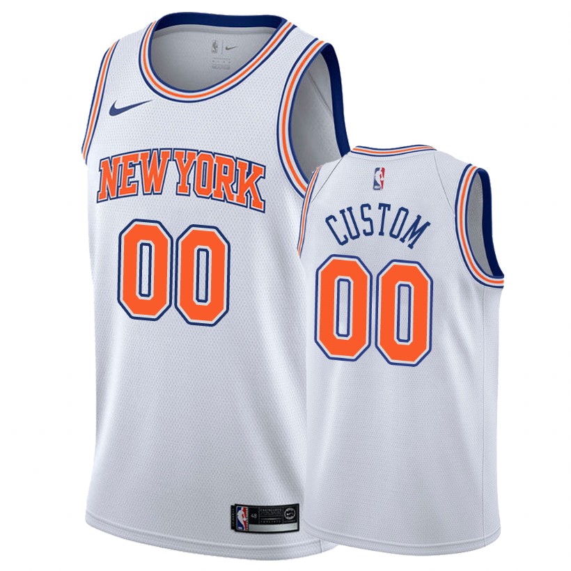 Knicks Male Custom #00 Statement White Jersey