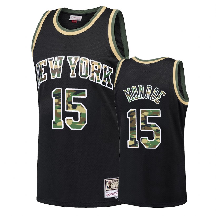 Knicks Male Earl Monroe #15 Straight Fire Camo Black Jersey