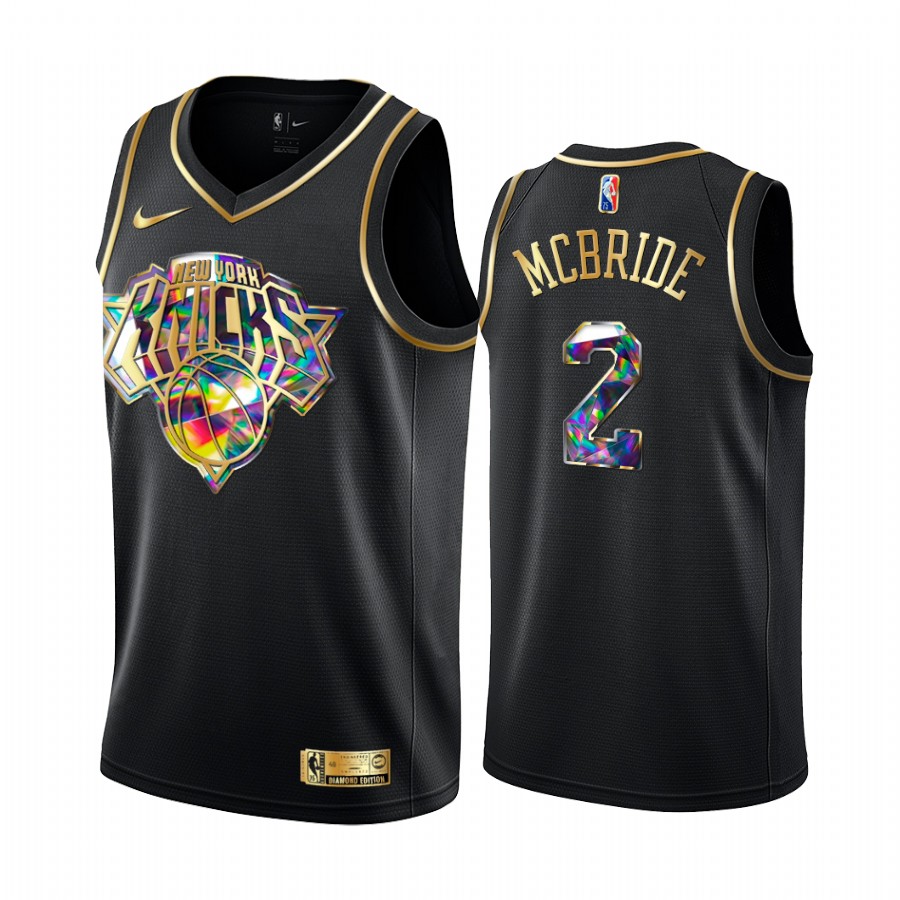 Knicks Miles McBride Diamond Logo Black 2021-22 Jersey NBA 75th Season