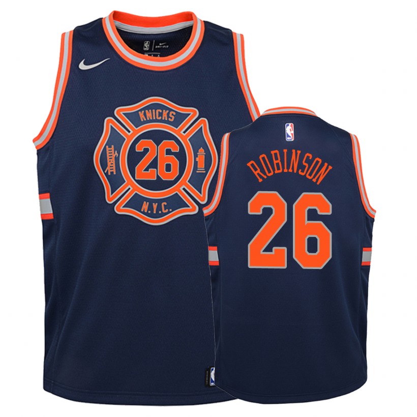 Knicks Youth Mitchell Robinson #26 City Navy Jersey