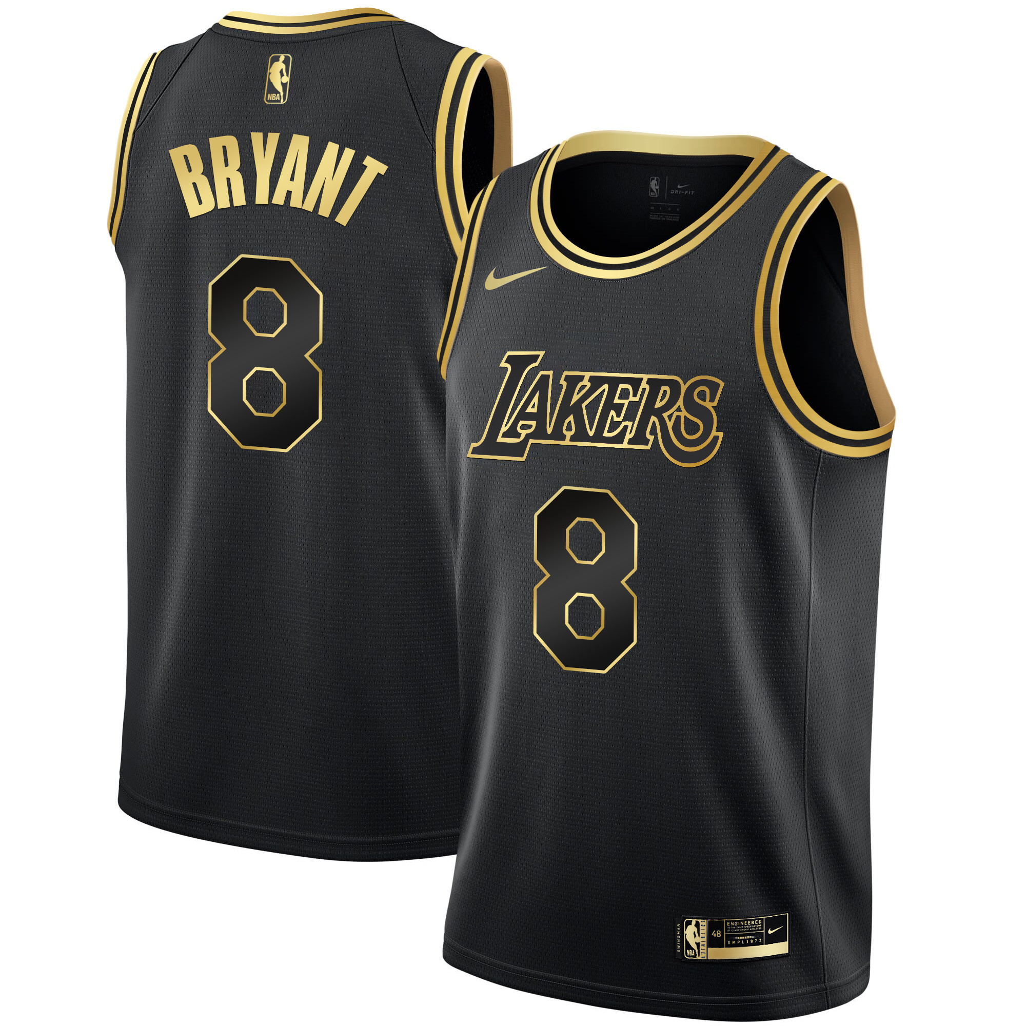 Kobe Bryant #8 Men's Los Angeles Lakers Black Limited & Black Gold Jersey - All Stitched