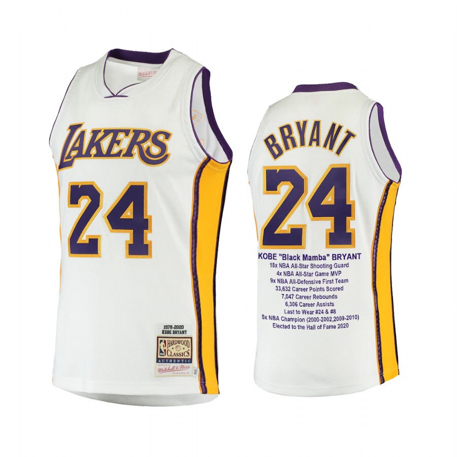 Kobe Bryant 1st Anniversary Career Honor White Jersey Lakers